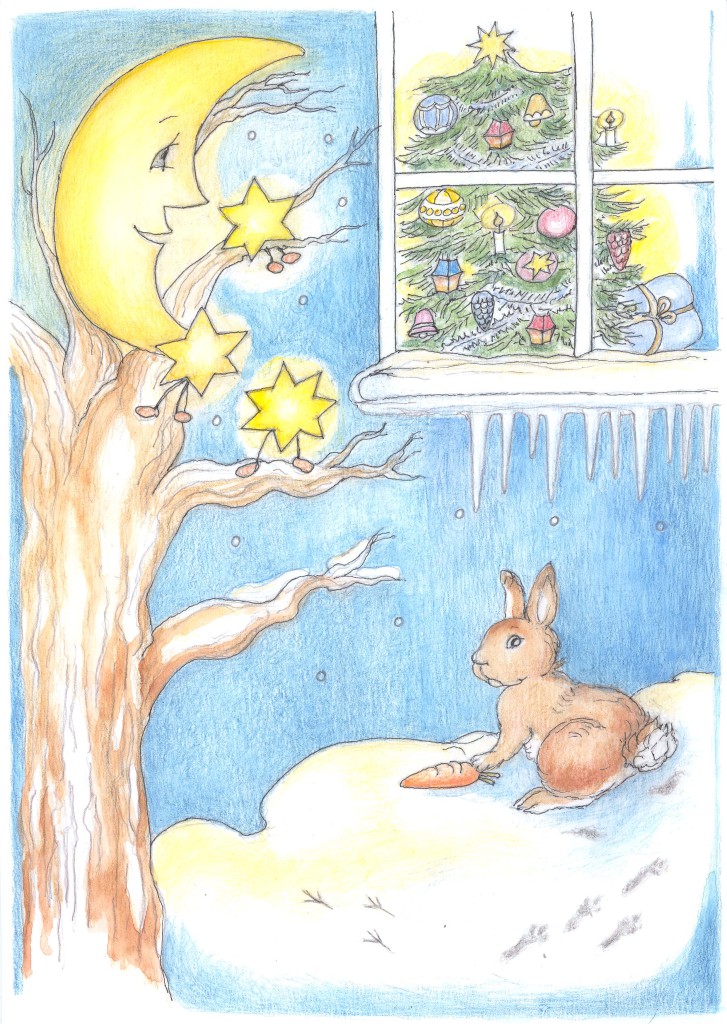 Kapitola_27_B Měsíček a hvězdičky nakukují do pokoje s vánočním stromečkem